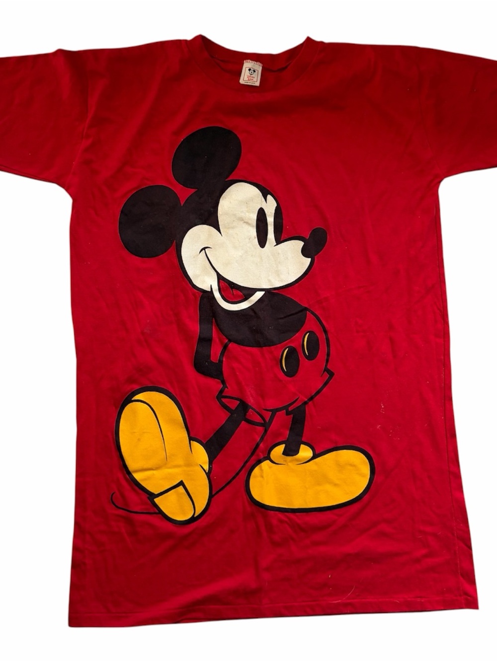 Vintage Long Red Mickey Mouse Disney Wear Sleep T Tee Shirt Made USA One Size